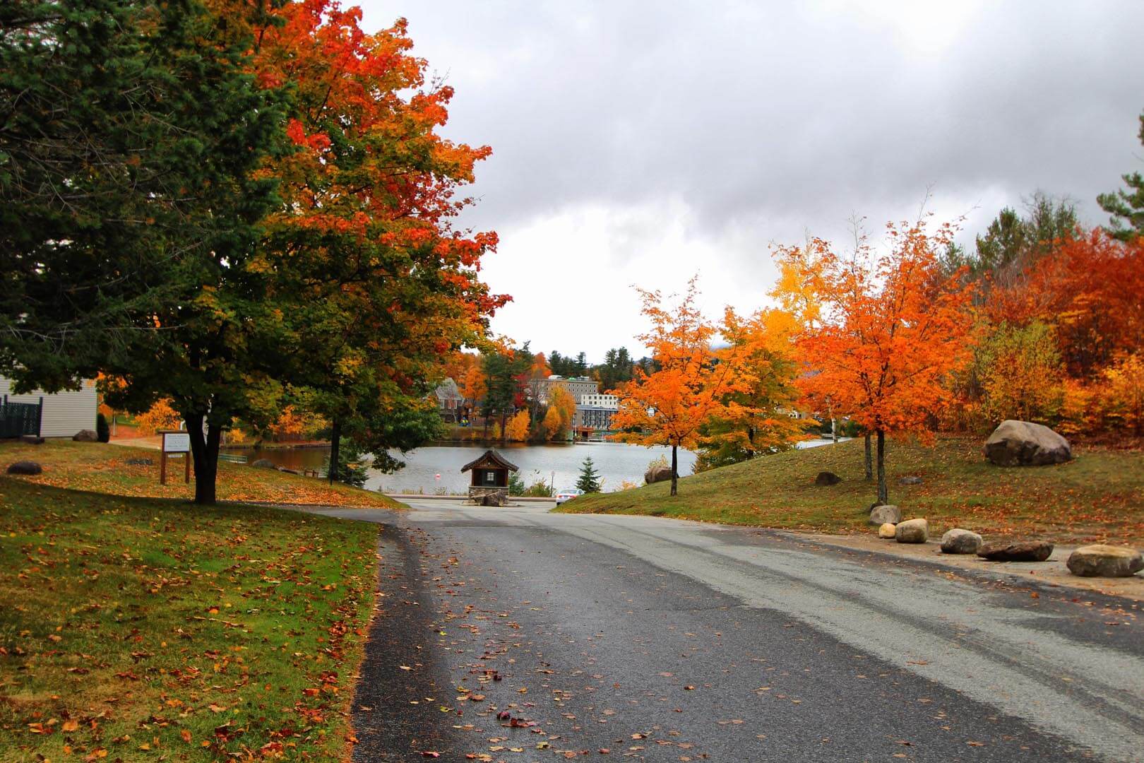 A scenic view of the turning leaves at VRI's Lake Placid Club Lodges in New York.